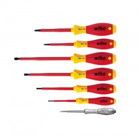 Wiha SoftFinish® Electric Slotted/ Phillips Screwdriver Set - Individually Tested Protective Insulation 1,000 V AC, VDE and GS Tested - 7 pcs - 00834 (2806)